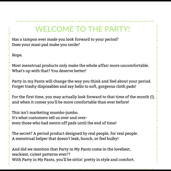 Party in my pants pads womens cotton flannel menstrual set mini large overnight - Picture 8 of 8